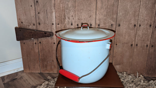 Red and White Enamel Pot