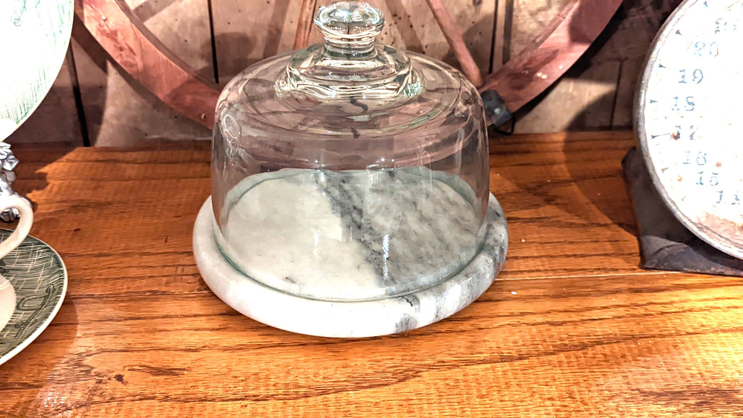 Marble cheese plate with cloche