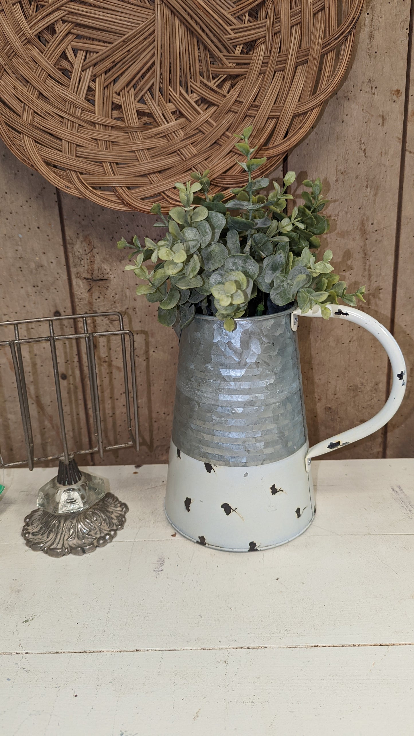 Metal Pitcher with Greenery