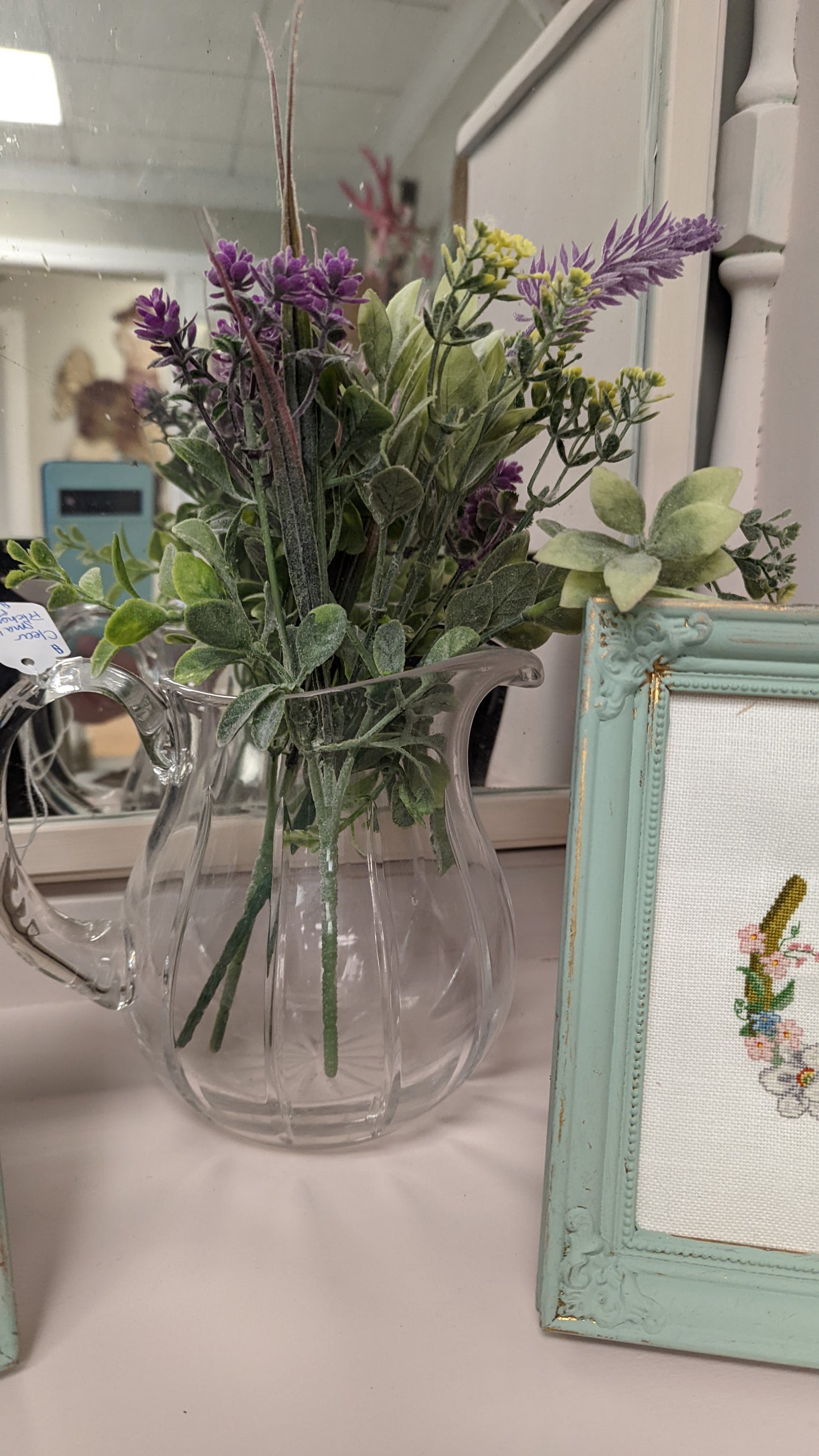 Glass Pitcher with Floral