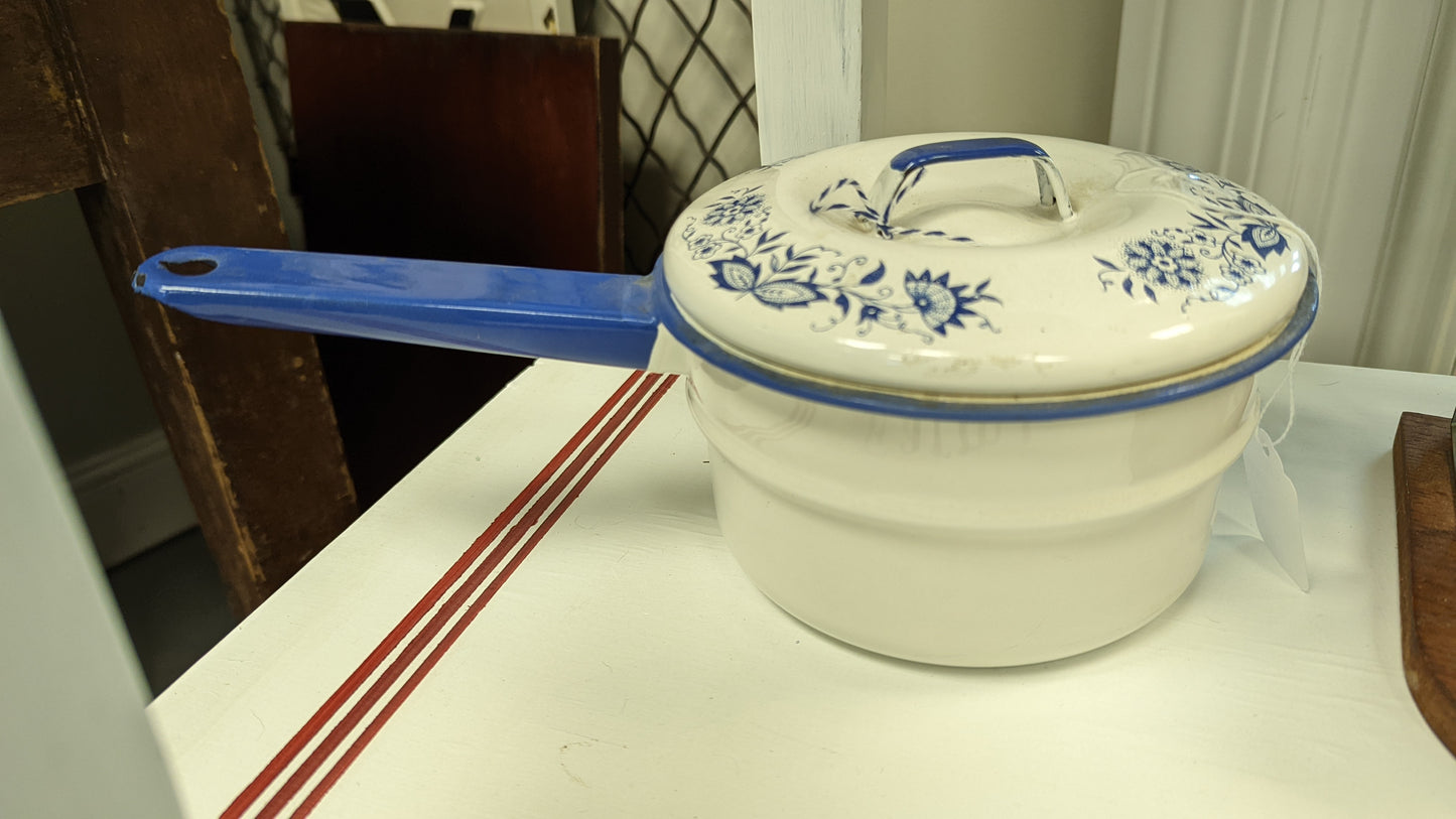 Blue Enamel Pot Set